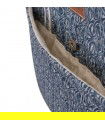 Detalhe de fecho de bolso azul étnico