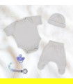 Cremefarbenes First Wear Set mit Schnullerhalter - 2